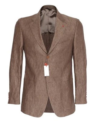 NWT ISAIA NAPOLI SPORT COAT blazer brown Ormezzano pure linen luxury Italy 46 - Image 1 of 4