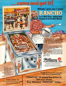 RANCHO Original FLYER Flipperautomat Promo WILLIAMS 1977 Broschüre Ad Slick - Bild 1 von 1