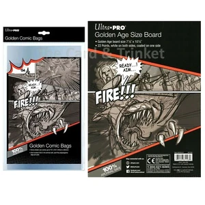 Ultra PRO 10 x Golden Size Comic Bags + 10 x Backing Boards Bundle 196 x 266mm - Foto 1 di 6