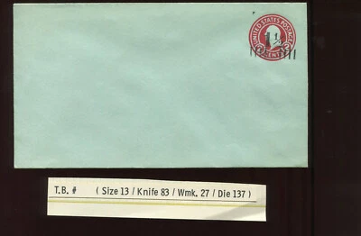 Scott U504a RARE Washington Surcharge Stamped Envelope Entire (U504-1)  - Image 1 of 2