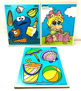 Vintage Playskool Wood Board Puzzles  Miss Piggy and More  Lot of 3  1970s-80s