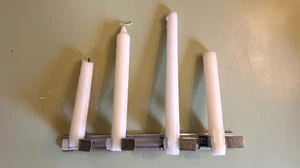 Vintage Metal Clasp Candle Holder with Candles - Picture 1 of 10