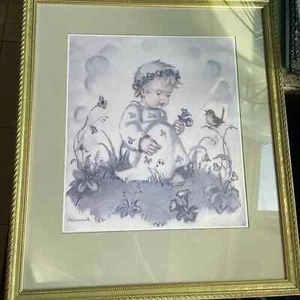 Hummel Ltd. Ed. Print Gold Frame Child Of Enzian Numbered Baby Girl 23 X 35 - Picture 1 of 9