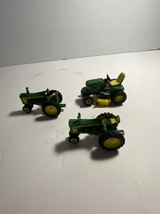 Set of 3 John Deere ERTL Vintage 2 Tractors 1 Mower Green Die Cast Metal - Picture 1 of 5