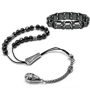 Cuentas y brazalete de preocupación KOMBOLOI cuentas de ansiedad (hematita facetada 8 mm 21 cuentas) - Imagen 1 de 10