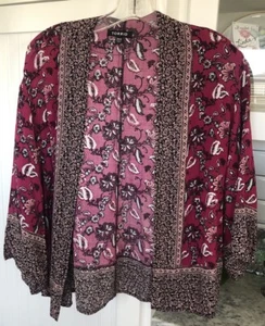 Torrid 00/0 Womens SZ M Bohemian Floral Pattern 3/4 Kimono Sleeve Cardigan EUC - Picture 1 of 14