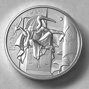2oz Silber Ägyptische Götter Thoth Medaille Ultra Relief 999 Mond Mathematik Wissenschaft Pavian - Bild 1 von 4