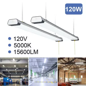2 Pack 120W LED Shop Light Garage Workbench Ceiling Light Linear High Bay Lamp - Picture 1 of 12