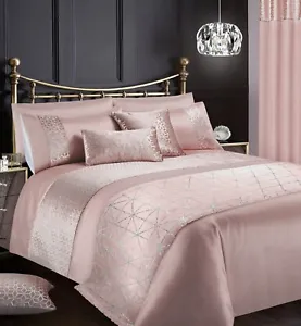 Luxury Blush Pink Velvet Sparkle Foil Embossed Duvet Cover Bling Bedding Set - Picture 1 of 11