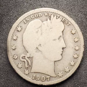 1907 BARBER SILVER QUARTER FREE SHIPPING! - Picture 1 of 3
