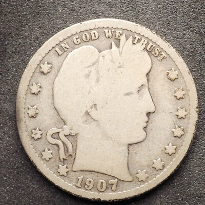1907 BARBER SILVER QUARTER  FREE SHIPPING! - Image 1 of 3