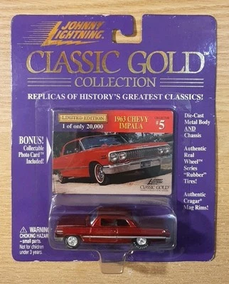 Johnny Lightning Classic Gold Collection 1998 rojo 1963 Chevy Impala #5 Crager Foto 1 de 4