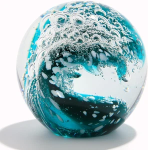 Qianwei mundgeblasene Ozeanwellen Kristallkugel - Glas Sammelfiguren Spere  - Bild 1 von 6