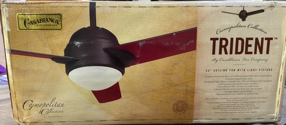 Casablanca Trident 54" Modern Ceiling Fan - Graphite, Remote, Light, TRIH-68 - Image 1 of 4