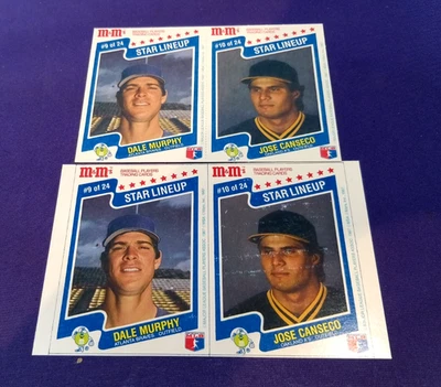 1987 M&M'S PROOF PANEL OVERSIZE BLACK LINE NO PERFORATION DALE MURPHY CANSECO JO - Image 1 of 4