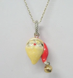 Estate Retired Brighton Santa Charm Pendant Necklace Sparkle LOVELY - Picture 1 of 9