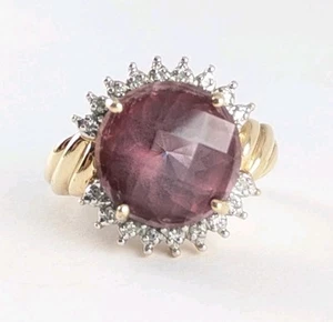 14K Gold JCR John C Rinker Schachbrett lila Amethyst Diamant Ring Gr. 5 6,53 g - Bild 1 von 14