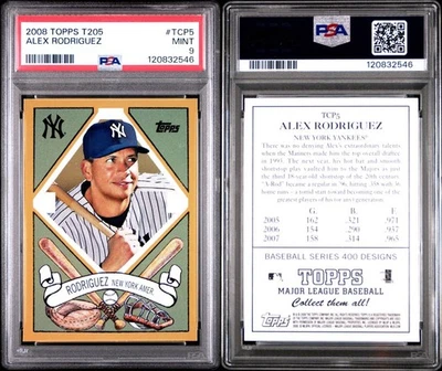 2008 Topps T205 Alex Rodriguez #TCP5 PSA 9 MINT NEW YORK YANKEES HOF - Image 1 of 4