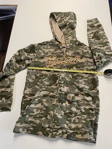 Carhartt Spellout Full Zip Up Hoodie Sweatshirt Youth Kids XL 18/20 Army Camo - Picture 1 of 8