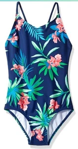 Girls' Daisy Beach Sport 1-Piece Swimsuit, Leonie Floral Navy, 8 - Picture 1 of 6