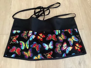 Cute Butterflies Waitress Waist 3 Pocket Apron Restaurant Classyaprons Black - Picture 1 of 3