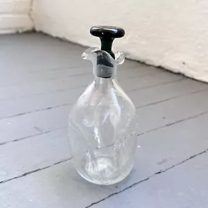 Blenko Art Glass MCM Clear Green Crackle Pinch Bottle Decanter Stopper No. 49 - Picture 1 of 13