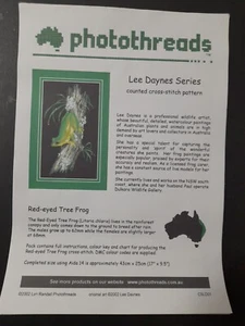 Photothreads Lee Daynes Red-eyed Tree frog Cross stitch chart only - Picture 1 of 5