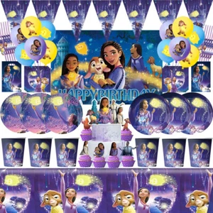 Disney Wish Birthday Party Decorations Princess Asha Theme Disposable Tableware - Picture 1 of 32