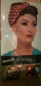 Land Girl  Rock n Roll Wig 30s-60s Fancy Dress with Scarf  - Picture 1 of 1