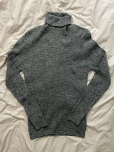 ASOS DESIGN MUSCLE FIT RIBBED ROLL NECK JUMPER IN BLACK/WHITE TWIST - LARGE - Picture 1 of 7