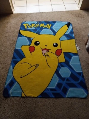 Pokemon Pikachu Fleece Throw Blanket 58” x 40” Nintendo 2016 Reversible - Image 1 of 3