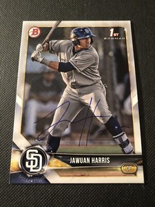 Jawuan Harris Signed 2018 Bowman Draft Card Auto San Diego Padres Rutgers COA