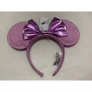 Nuevo con etiquetas Banda para la cabeza de orejas de Minnie con moño metálico lila lavanda de los parques de Disney - Imagen 1 de 2
