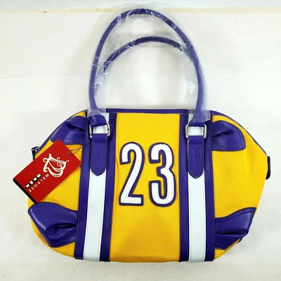 Melrose LA 湖人队 #23 Duffle 钱包黄色紫色双手柄拉链闭合 — 第 1/4 张图片