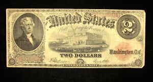 1917 UNITED STATES $2 TWO DOLLAR LEGAL TENDER CURRENCY NOTE NO PINHOLES