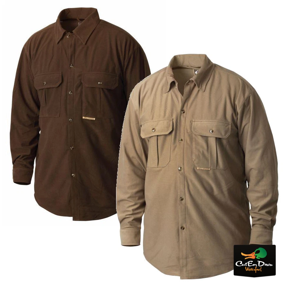 DRAKE WATERFOWL SYSTEMS THREE 3 POCKET MICRO FLEECE LONG SLEEVE BUTTON UP SHIRT - Image 1 of 1