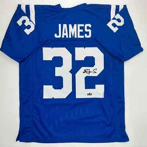 Facsimile Autographed Edgerrin James Indianapolis Blue Reprint Jersey Men's XL - Picture 1 of 4