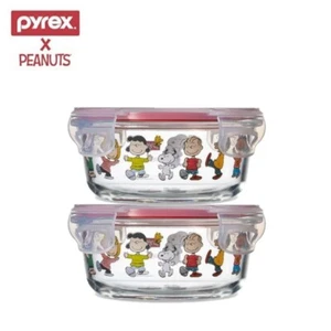 Pyrex Erdnüsse Snoopy Glas Hitzebeständige Behälter Rund Gummi Verpackung 2er Set - Bild 1 von 11