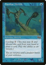 Magic MTG Tradingcard Urza's Saga 1998 Sandbar Merfolk 94/350