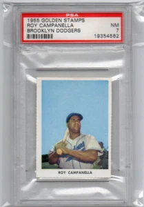 Estampillas doradas de los Dodgers de Brooklyn 1955 Roy Campanella, p.sa 7, corte - Imagen 1 de 2