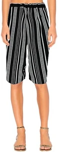 Damas Nuevos Pantalones Cortos Ligeros Pull On Negro Blanco a Rayas Cintura Elástica Calzoncillos - Imagen 1 de 3