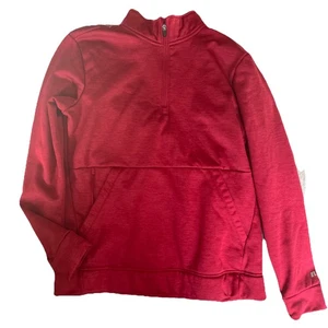 Russel Pull Over Sweatshirt 1/4 Zip Pullover Mens Medium Red Fleece Dri Power - Picture 1 of 11