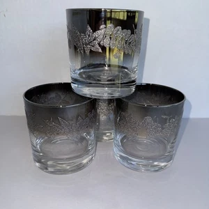 Vintage MCM Dorothy Thorpe Style Silver Fade Rim Rock Glasses Set Of 4 3.5”H - Picture 1 of 6