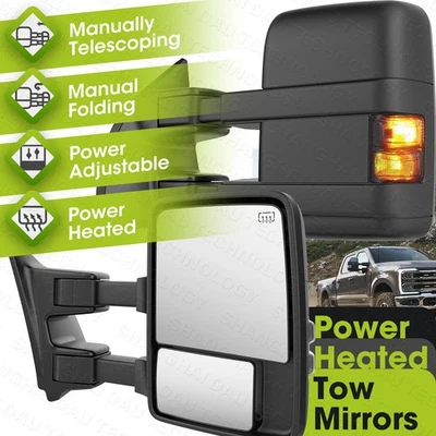 Пара зеркал буксировки с электроприводом подогревом для 2008-2016 Ford F250 F350 F450 F550 Super Duty - Изображение 1 из 4