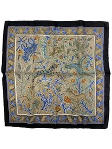 HERMES SCARF SILK Black WOMEN Used - Picture 1 of 4