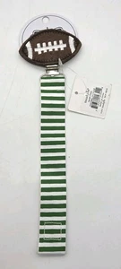 Mud Pie Football Pacy Clip Strap Pacifier Holder #178523 Green White Brown - Picture 1 of 8