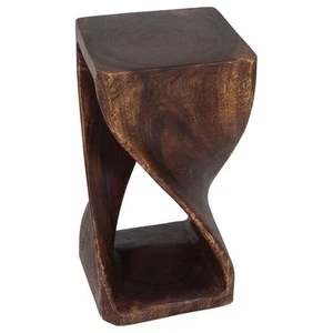 Haussmann® Original Wood Twist Stool 12 X 12 X 23 In High Mocha Oil - Picture 1 of 7