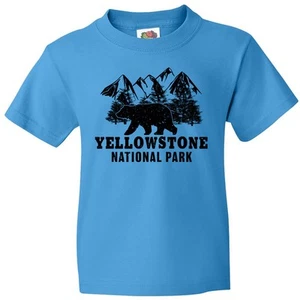 Inktastic Yellowstone National Park With Bear Mountains And Trees Youth T-Shirt - Picture 1 of 7