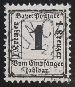 BAYERN GERMANY 1870 usato affrancatura dovuta 1 Kr nero Michel #2X CV €1000 VF - Foto 1 di 2