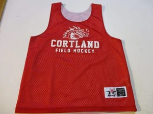 SUNY CORTLAND RED DRAGONS FIELD HOCKEY 2-SIDED PINNIE JERSEY WOMENS S/M RARE EUC - Picture 1 of 11
